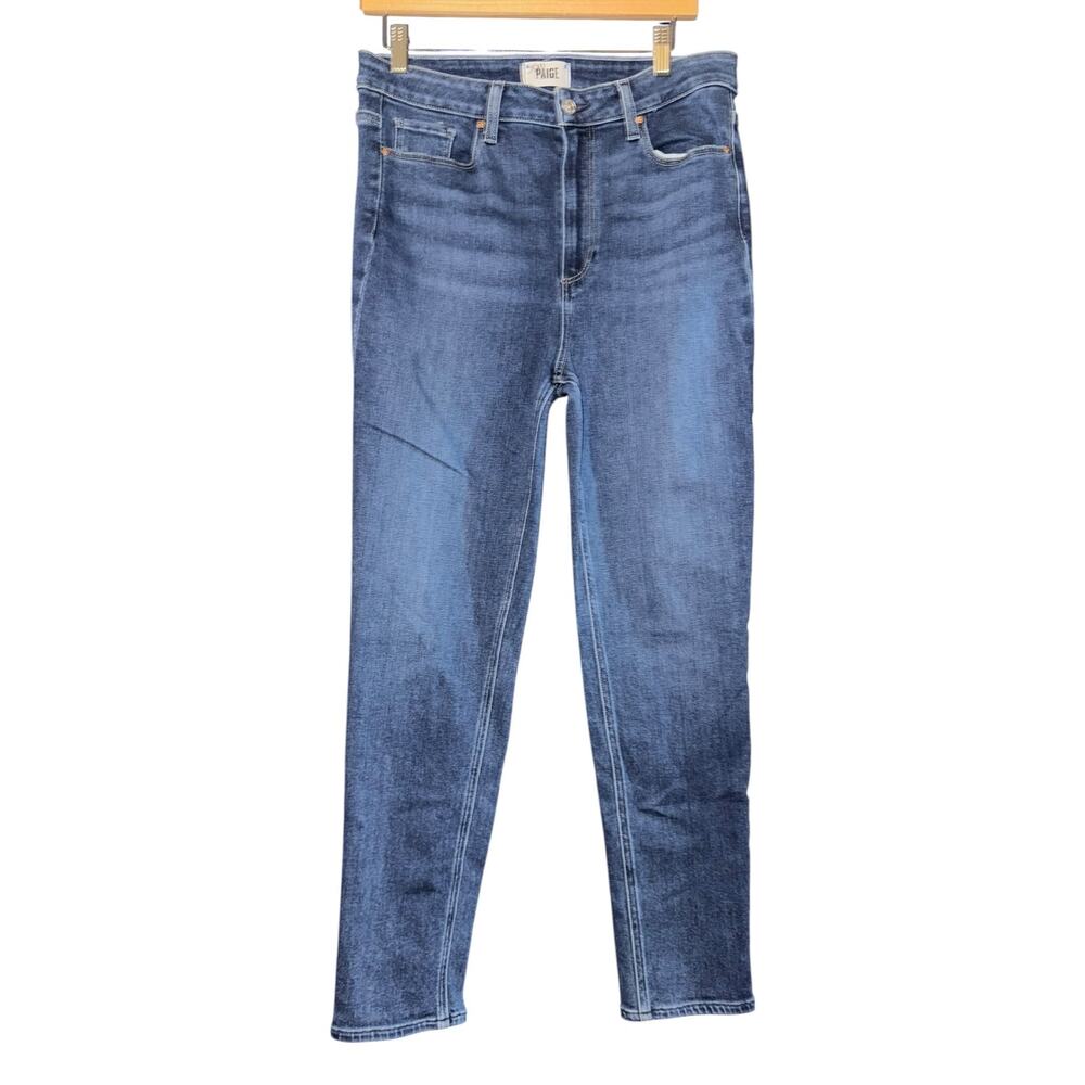 Paige Gemma High Rise Skinny Jeans Women's 31 Ankle Stretch Dark Wash Whiskering
